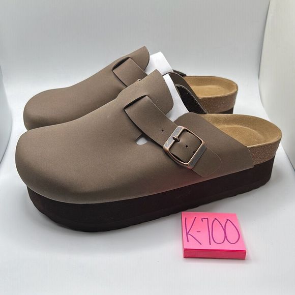 CUSHIONAIRE Women's Cork Footbed Platform Clog 8 WIDE BROWN - Picture 3 of 7